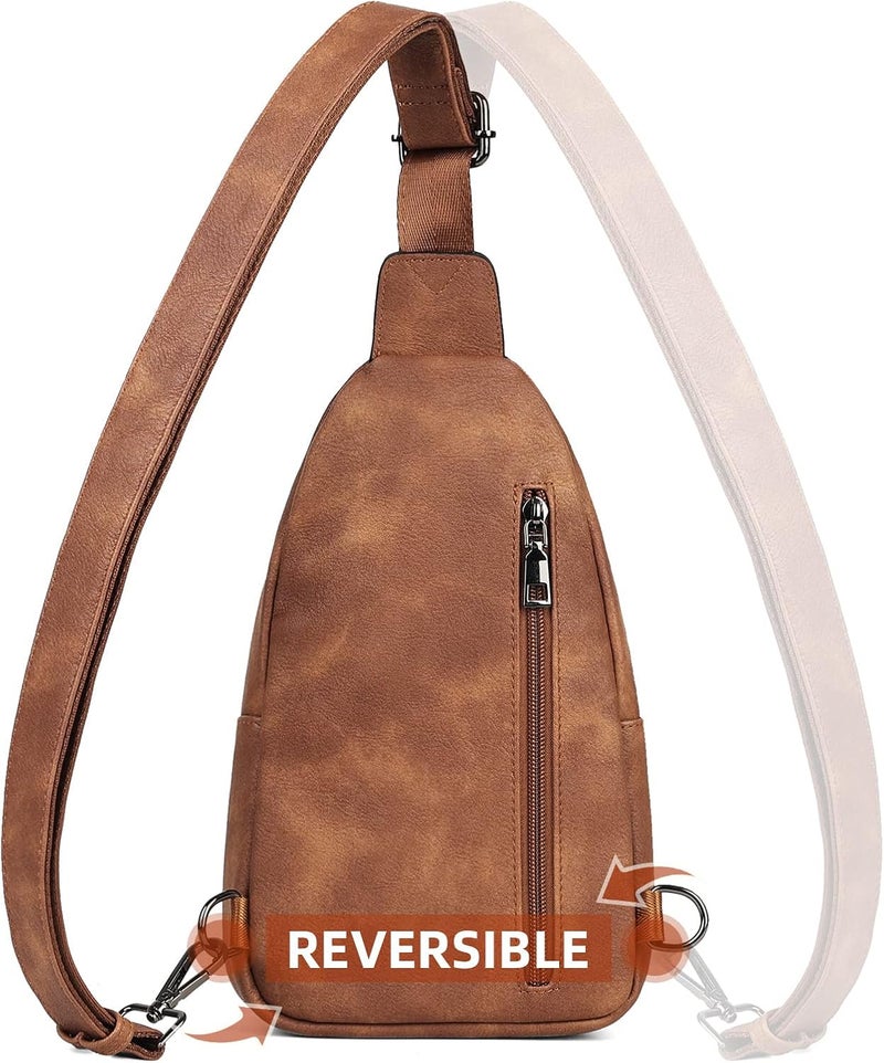 MASINTOR Sling Bag for Women - Crossbody Bags Fanny Pack with Vegan Leather - Adjustable Sling Backack for Travel - Image 5